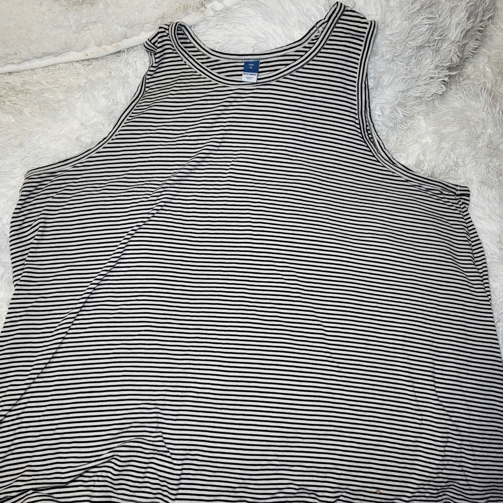 Old Navy Black and White Striped Tank Top